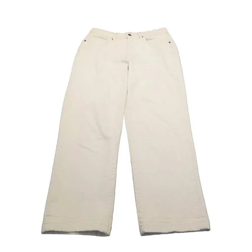 Oliver Logan Mulberry Straight Jeans Women's Size 29 Ivory Button Fly (29x26.5)